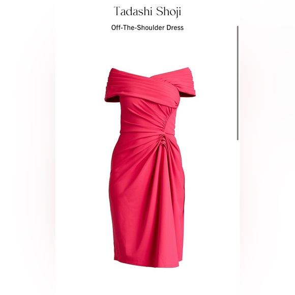 Tadashi Shoji Crepe Off-The-Shoulder Gown, Sz M - Picture 2 of 5